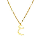 Gold Arabic Initial Necklace with a sleek Arabic letter pendant in a modern minimalist design.
