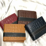 Custom Name Wallet with personalized engraving available in black, brown, camel brown, and maroon textured finishes with spacious card and cash compartments.