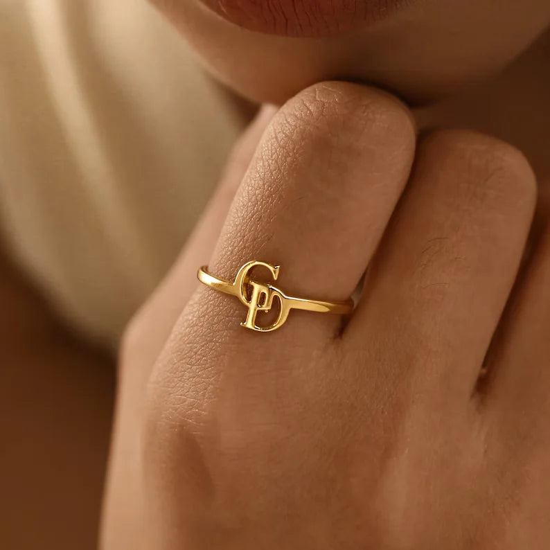 Double Initial Name Ring