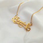 t: Fairy Personalized Name Necklace in gold featuring a custom script name with elegant fairy-inspired decorative details.