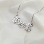 Fairy Personalized Name Necklace in Silver featuring a custom script name with elegant fairy-inspired decorative details.